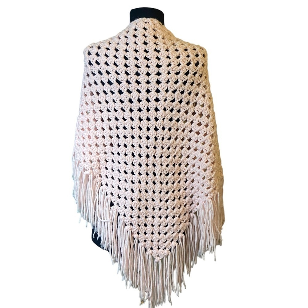 Light Pink Crochet Cape Sweater - Picture 7 of 10
